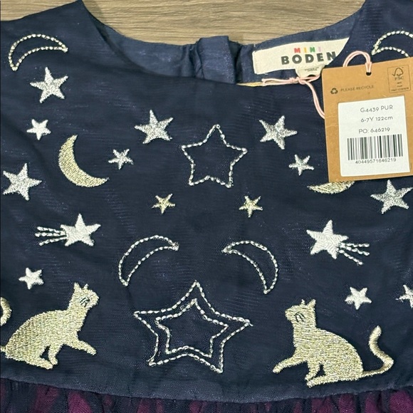 Mini Boden Witchy Navy and Purple Embroidered Dress - Picture 4 of 7